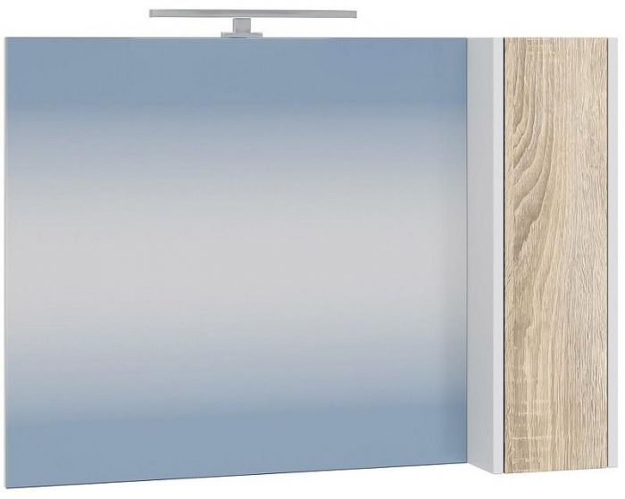 Зеркало со шкафом СанТа Меркурий 90 700460 с подсветкой Янтарное дерево Белое