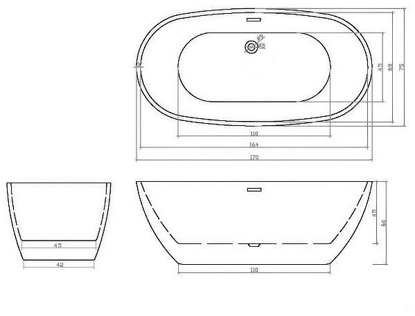 Акриловая ванна Ceruttispa d'ISEO170II 170x75 СТ10509 без гидромассажа Акриловая ванна Ceruttispa d'ISEO170II 170x75 СТ10509 без гидромассажа