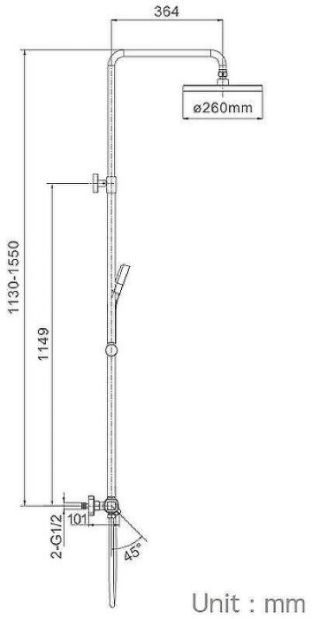 Душевая система Gappo G2495-79 с термостатом Оружейная сталь
