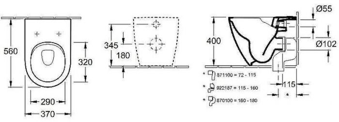 Унитаз Villeroy&Boch Subway 2.0 5602R0R1 приставной без сиденья