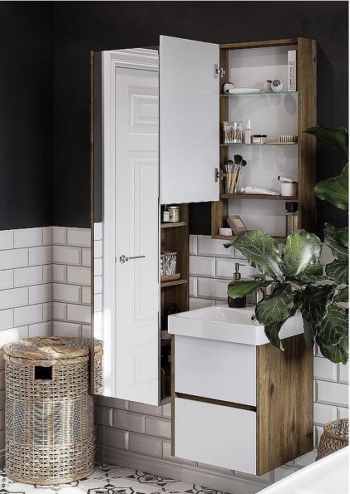 Зеркальный шкаф Aquaton Сканди 45 1A252002SDZ90 Белый Дуб рустикальный