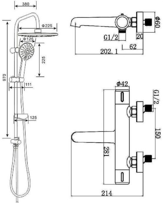 Душевая система Agger Thermo A2493500 с термостатом Хром