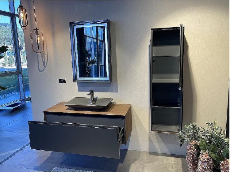 Тумба с раковиной Orka Craft 80 5003987 подвесная Орех Антрацит