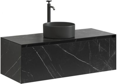 Тумба подвесная SANCOS под раковину Stone, керамогранит Nero Marquina 1200х400х495, ST120NM