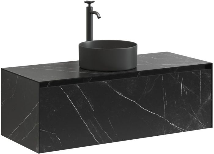 Тумба подвесная SANCOS под раковину Stone, керамогранит Nero Marquina 1200х400х495, ST120NM