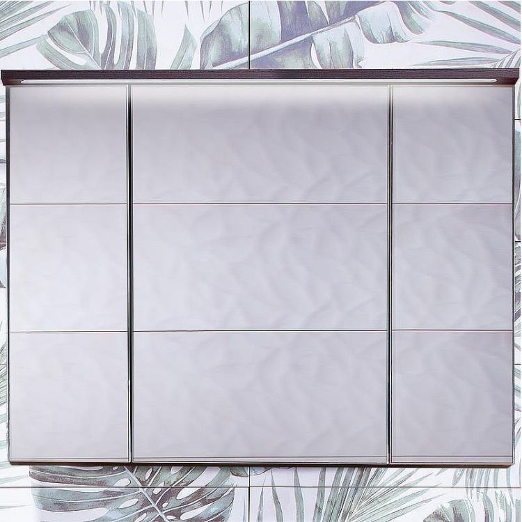 Зеркальный шкаф Бриклаер Кристалл 95 4627125414923 с подсветкой Ясень Анкор темный