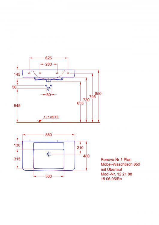 Раковина Keramag Renova Nr.1 Plan, 122188000