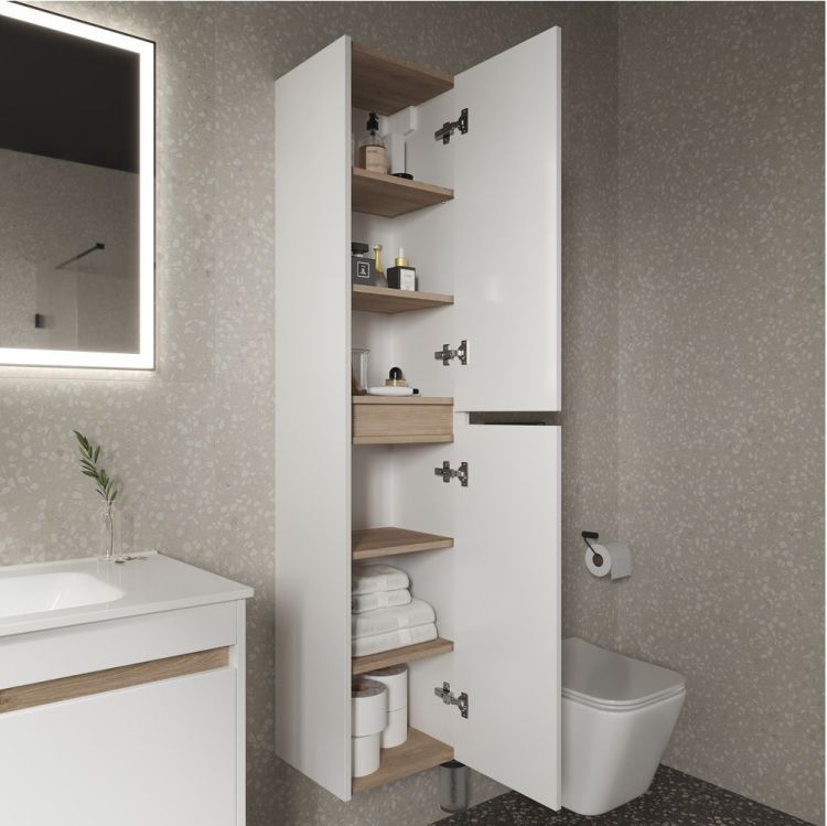 Шкаф-пенал SANCOS Smart подвесной, белый 350х300х1600, PSM35W