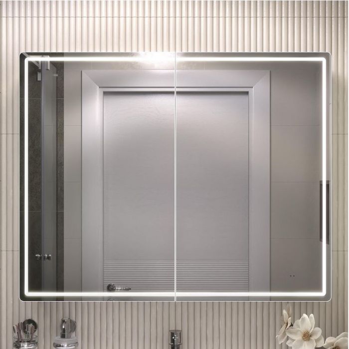 Зеркальный шкаф Vigo Geometry Comfort 100 222 с подсветкой цвет Белый