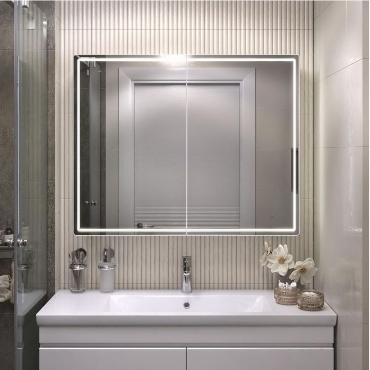 Зеркальный шкаф Vigo Geometry Comfort 100 222 с подсветкой цвет Белый