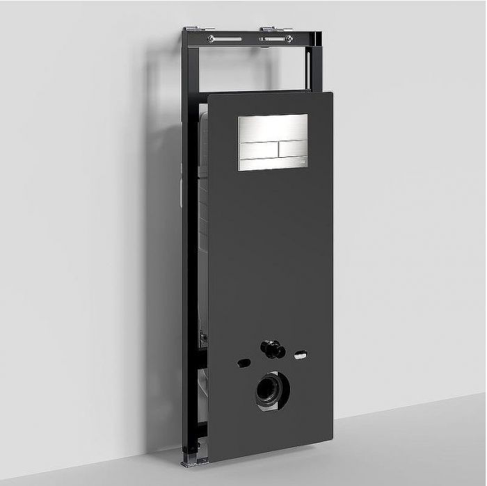 Инсталляция WasserKRAFT Salm 27TLT.010.ME.BL.BN04 для унитаза Черное стекло с клавишей смыва Никель