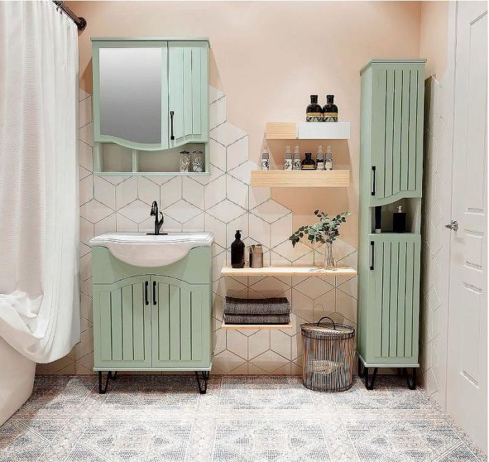 Шкаф пенал Runo Марсель 30 R 00-00001221 Мята