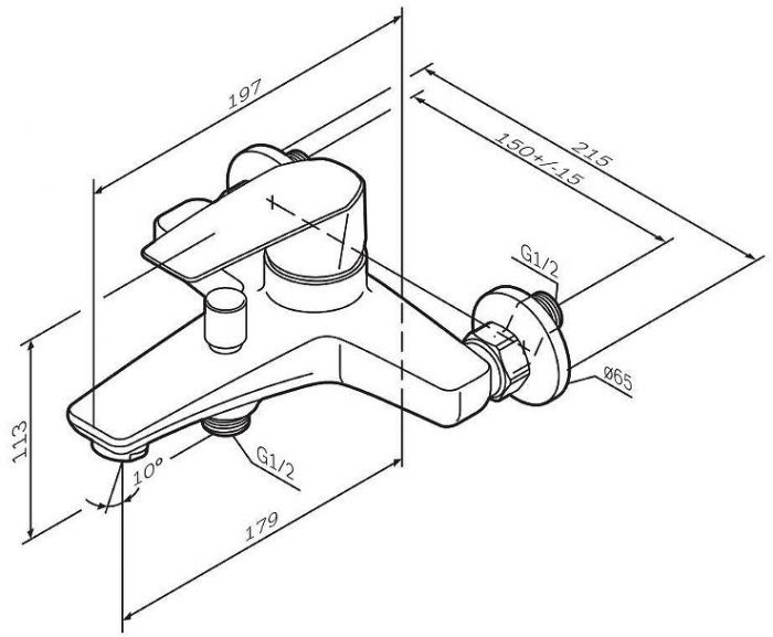 Смеситель для ванны AM.PM Gem F90A10022 Черный