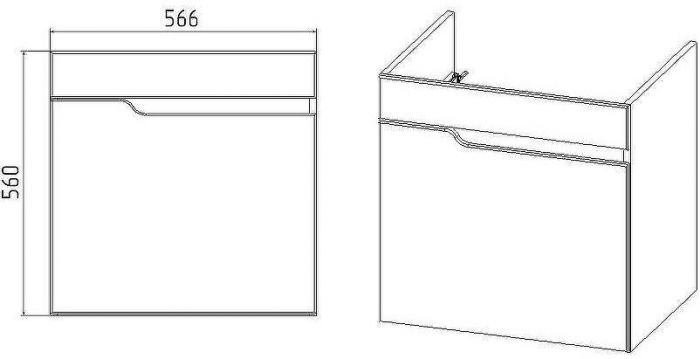 Тумба под раковину VIANT Куба 60 VKUB60CO-T1STP подвесная Белая