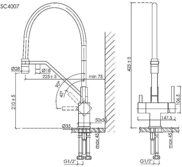 Смеситель для кухни Sancos Loro SC4007MB Черный матовый