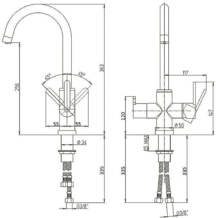 Смеситель для кухни Paini Cox 78CR6433VL2KM Хром