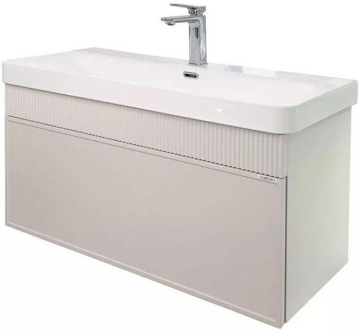 Тумба с раковиной Comforty Мадрид 100М 00-00020148 подвесная Серый шелк