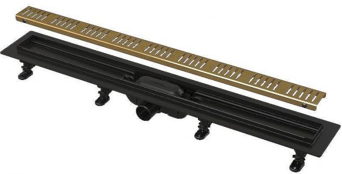 Душевой лоток Alcaplast Simple 65 APZ10BLACK-650BRASS с решеткой Золото