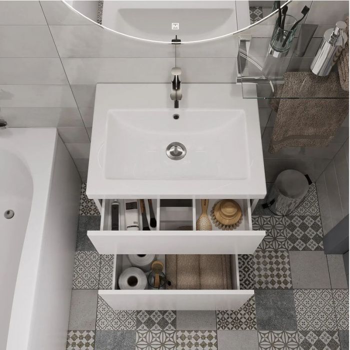 Тумба под раковину 1MarKa Aris 70Н Ц0000035779 цвет Белая аляска Белый глянец