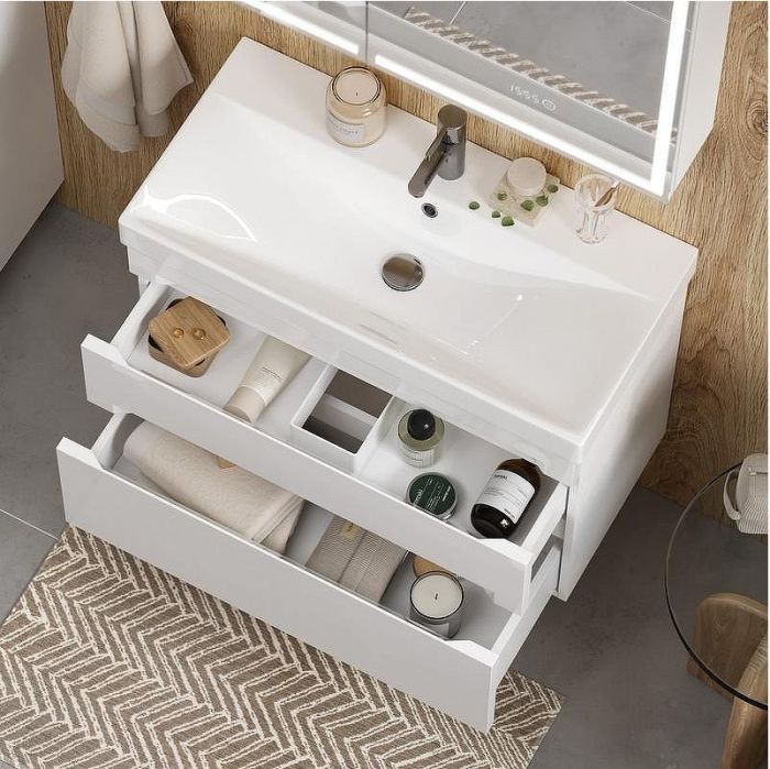 Тумба под раковину Equil Corner 80 tpCRNR80.2Y-06 подвесная цвет Белый