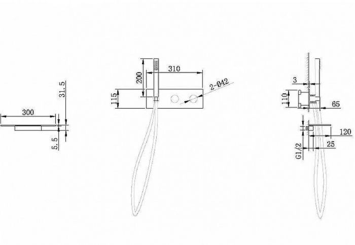 Смеситель для ванны Abber Rund AF8731B Черный матовый