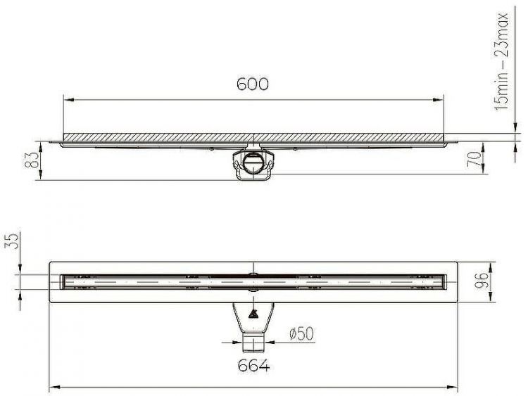 Душевой лоток Paini Slim Line 600 CH600SL с решеткой Хром глянец / под плитку
