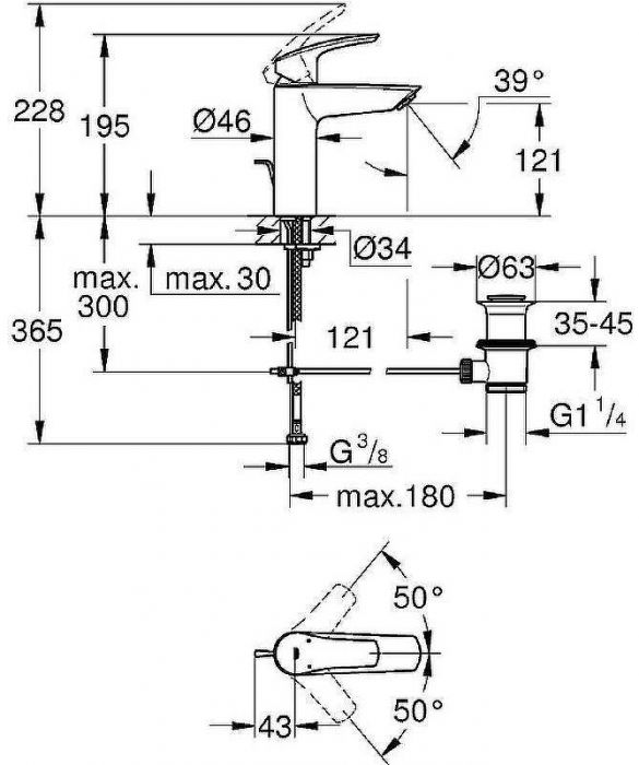 Смеситель для раковины Grohe Eurosmart 23322003 Хром