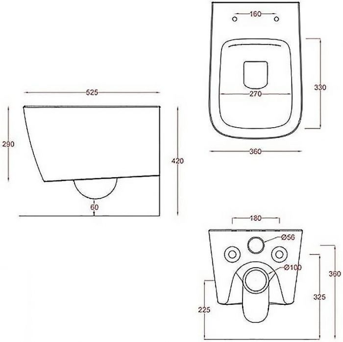 Унитаз Artceram A16 ASV003 17 00 подвесной Черный матовый без сиденья