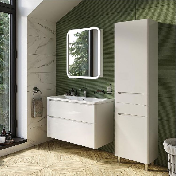 Комплект мебели для ванной STWORKI Монтре 100 подвесной цвет Белый глянцевый