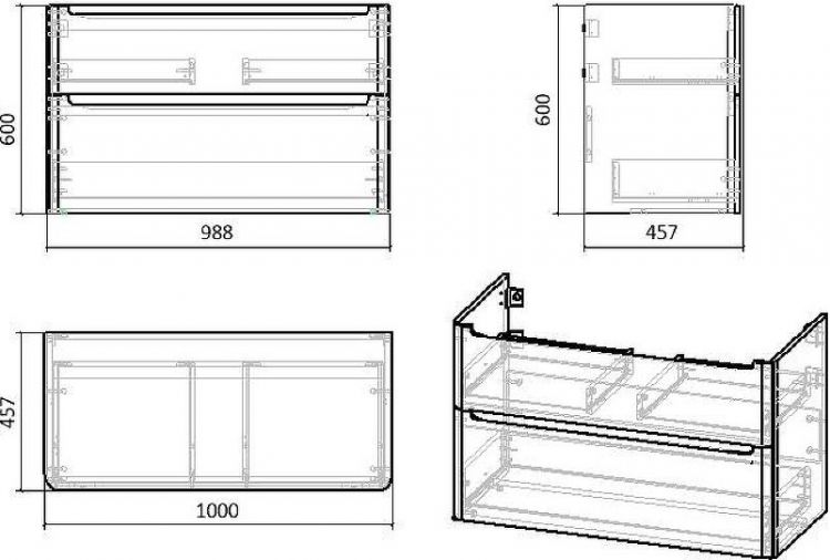 Комплект мебели для ванной STWORKI Монтре 100 подвесной цвет Белый глянцевый