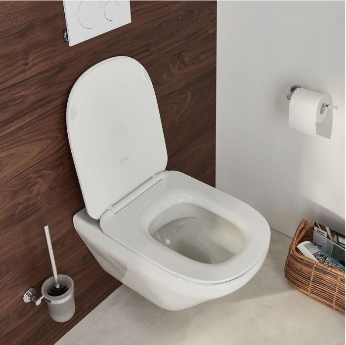 Комплект унитаза с инсталляцией Jacob Delafon Modern Life E21775RU-BL с сиденьем Микролифт и Черной матовой клавишей смыва