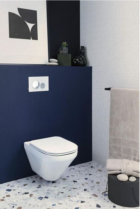 Комплект унитаза с инсталляцией Jacob Delafon Modern Life E21775RU-BL с сиденьем Микролифт и Черной матовой клавишей смыва