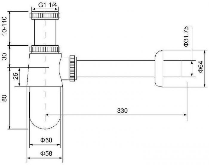 Сифон для раковины Timo 960/18L Черное золото