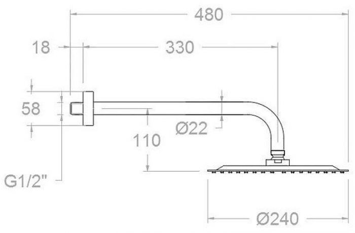 Верхний душ Ramonsoler Hidroterapia BHRP240NM Черный матовый