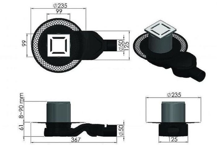 Душевой трап Berges Platz Norma 100x100 091158 с решеткой Хром