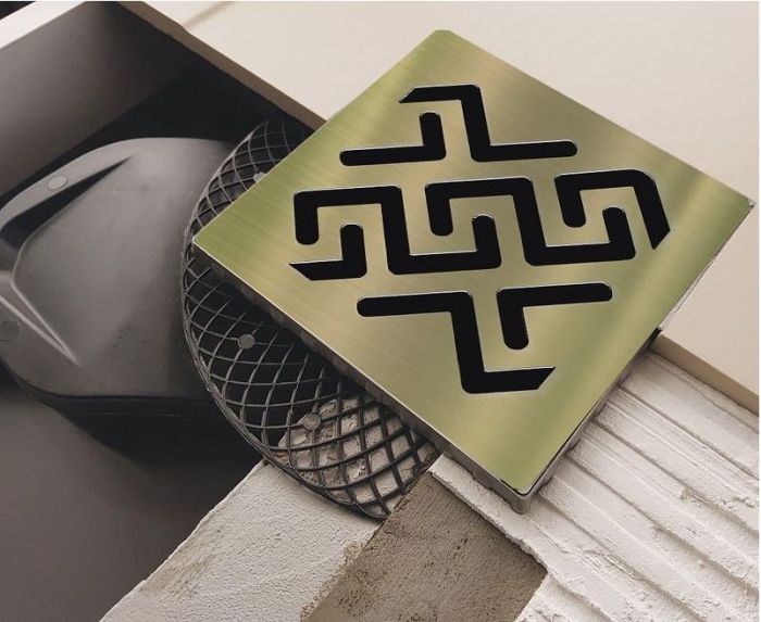 Душевой трап Berges Platz Antik 150х150 094161 с решеткой цвет Бронза