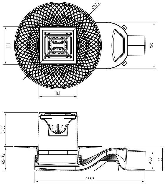 Душевой трап Berges Platz Antik 150х150 094161 с решеткой цвет Бронза