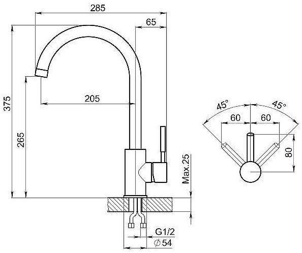 Смеситель для кухни Granula Standart ST-4031 цвет Базальт
