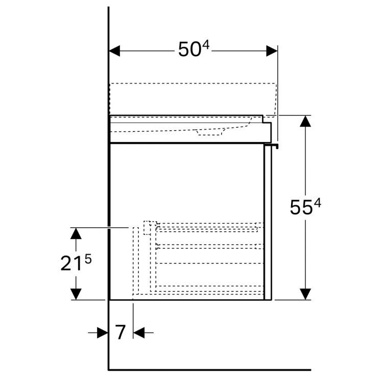 Тумба под раковину Geberit Citterio 58.4х55.4х50.4, темный дуб, черное стекло [500.556.JJ.1]