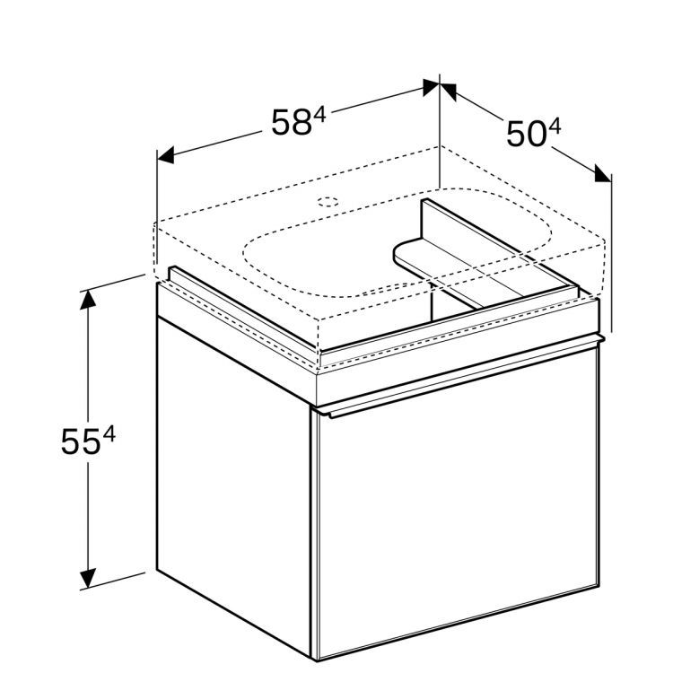 Тумба под раковину Geberit Citterio 58.4х55.4х50.4, темный дуб, черное стекло [500.556.JJ.1]