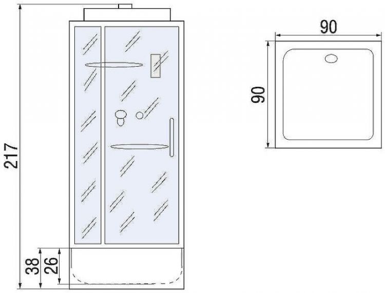 Душевая кабина River Tana 90x90 10000003115 с поддоном