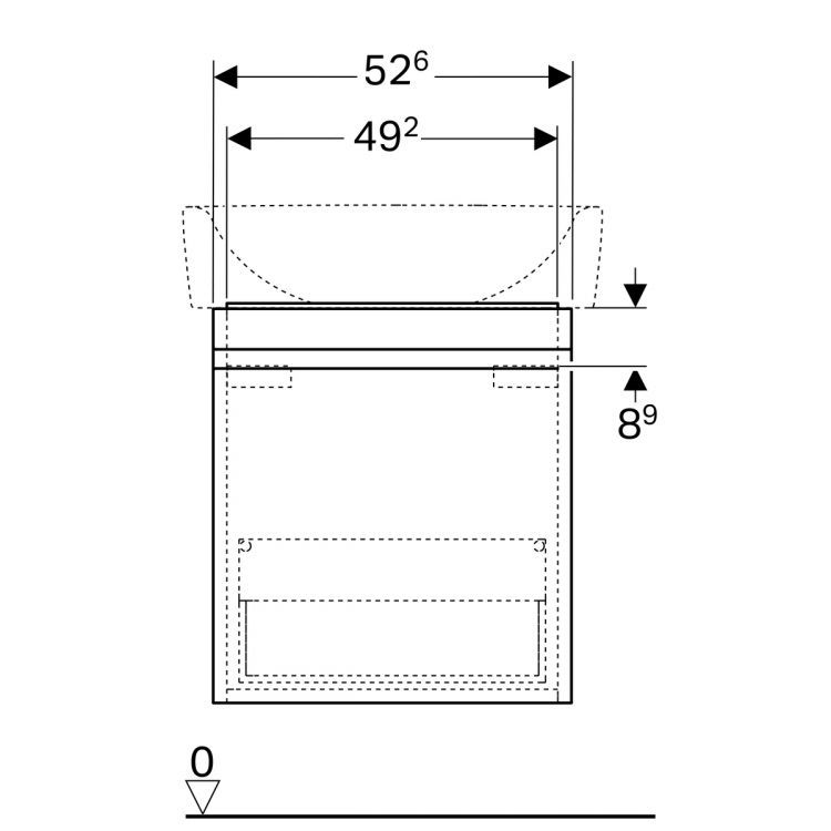 Тумба под раковину Geberit Renova Nr. 1 Plan , 53x44, темно-серый матовый [869601000]