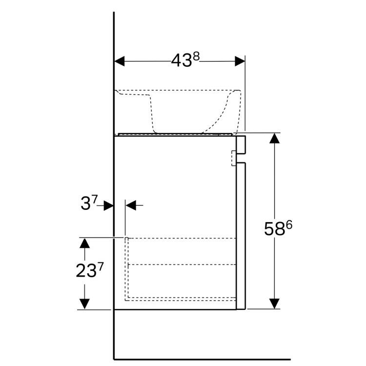 Тумба под раковину Geberit Renova Nr. 1 Plan , 53x44, темно-серый матовый [869601000]