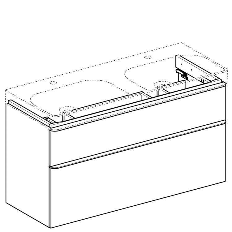 Тумба под двойную раковину Geberit Smyle Square 120x61.7, белый глянец [500.356.00.1]