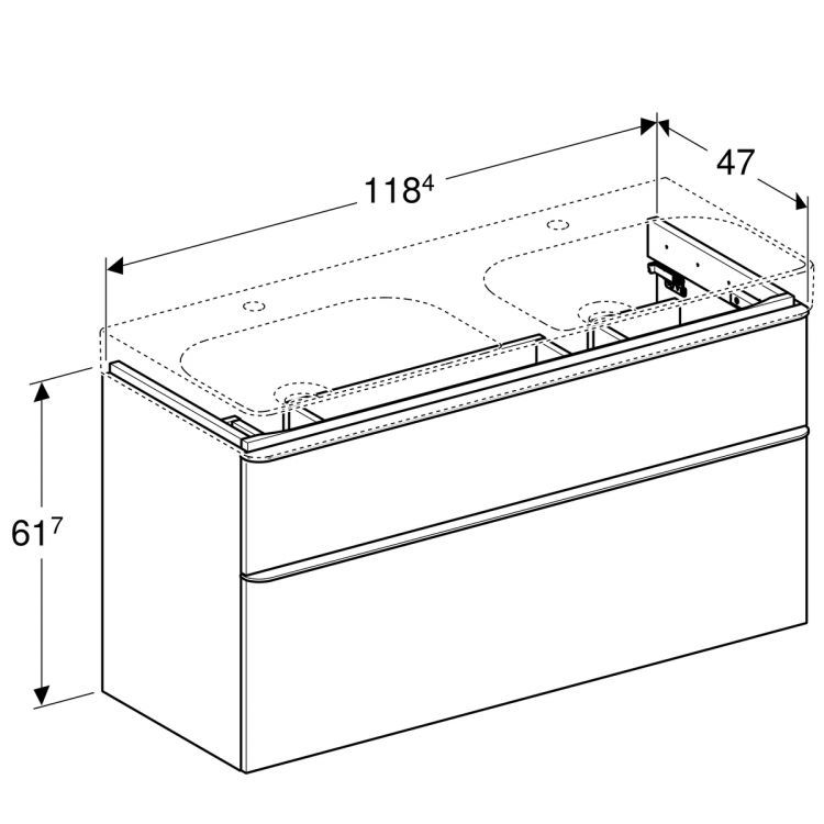 Тумба под двойную раковину Geberit Smyle Square 120x61.7, белый глянец [500.356.00.1]
