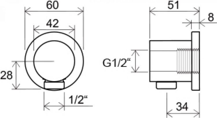 Вывод для душа настенный Ravak 701.00 X07P004 Вывод для душа настенный Ravak 701.00 X07P004