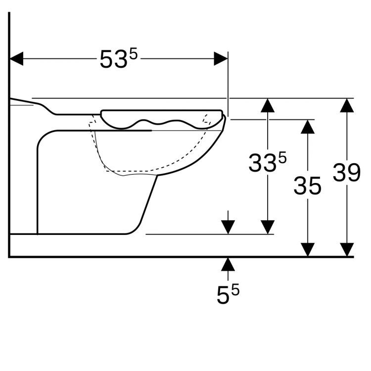Унитаз Geberit Bambini подвесной для детей, горизонтальный выпуск, 53.5, цвет накладки для сиденья серый [201715000]