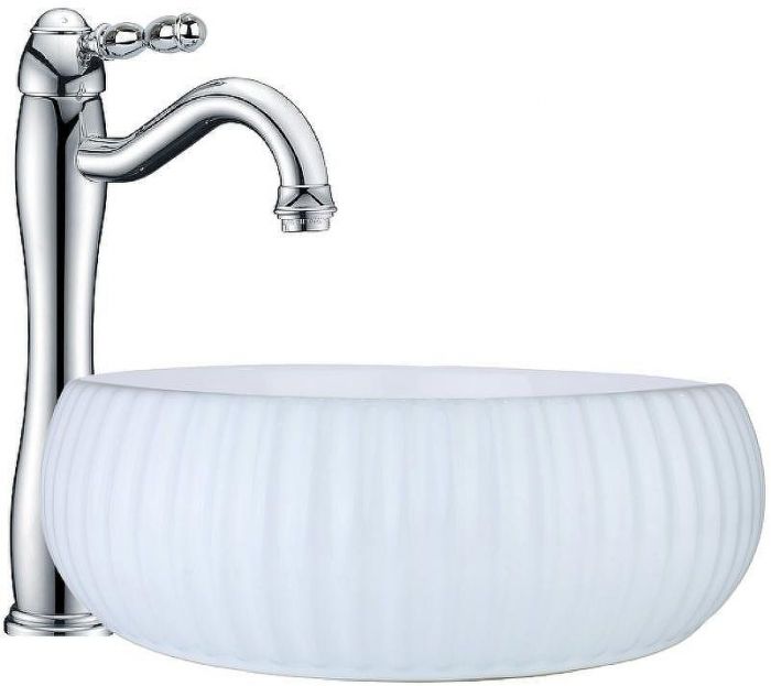 Комплект раковины-чаши Bronze de Luxe 40 1382W со смесителем Tiffany C912 Белая