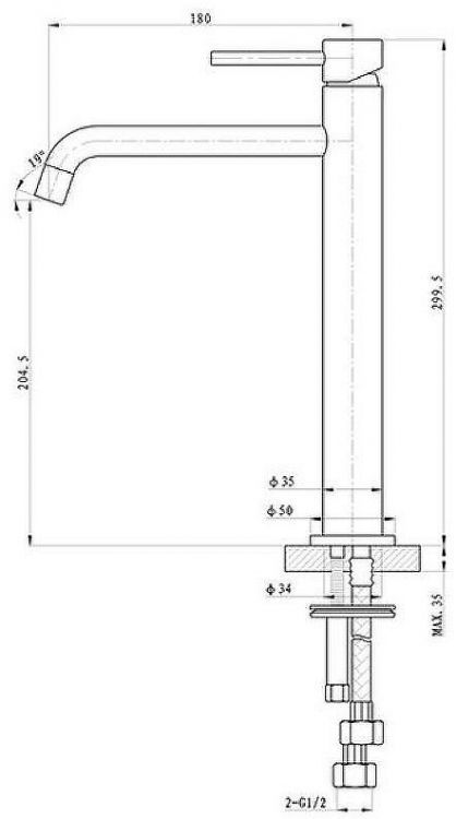 Смеситель для раковины Caprigo Don 53-025-NER Черный матовый Смеситель для раковины Caprigo Don 53-025-NER Черный матовый