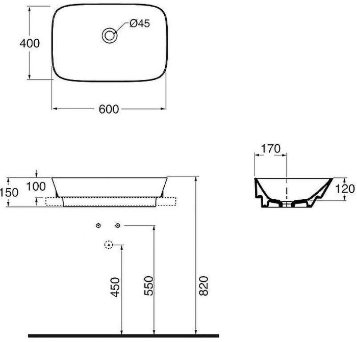 Раковина-чаша Azzurra Prua 60 PRLN06040000BI/(PRU60/IN bi)*0 Белая